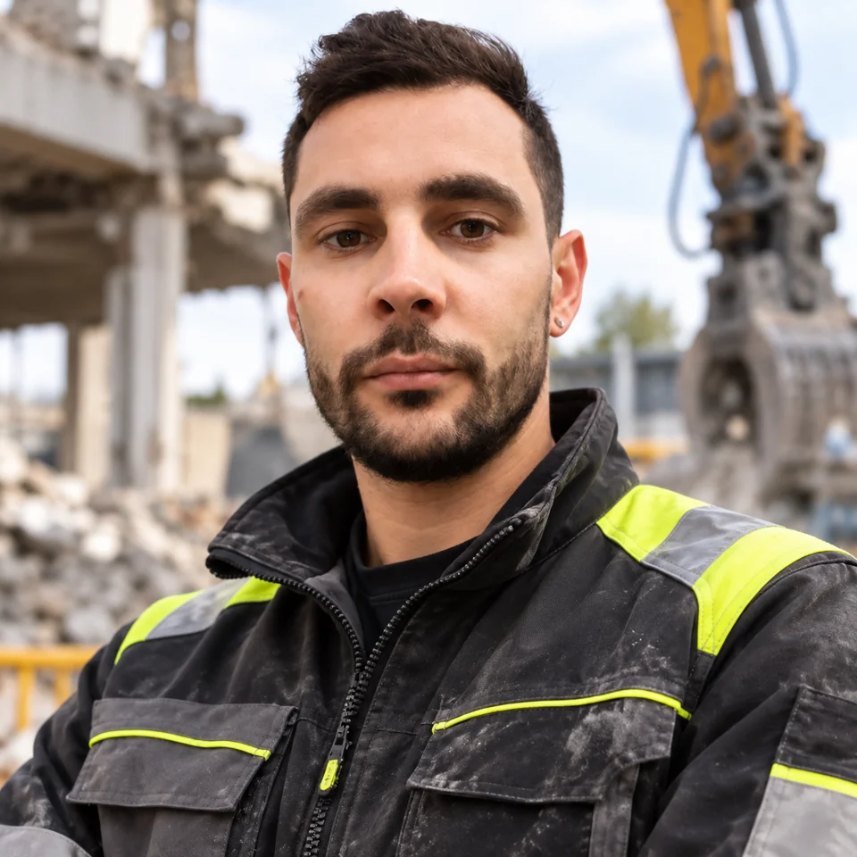 Jérémy Desneux sur un chantier